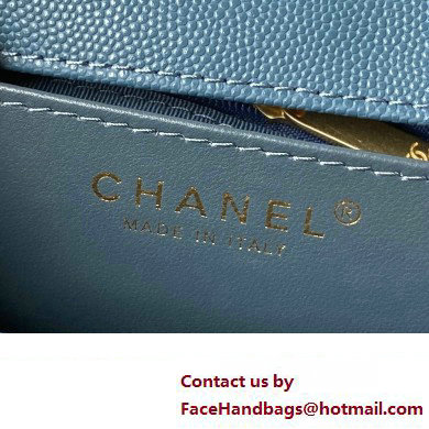 Chanel Grained Calfskin  &  Gold-Tone Metal Chain Backpack Bag AS4490 Blue 2023